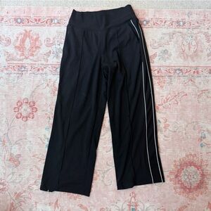 athleta Venice Black Track Pants with White Stripe